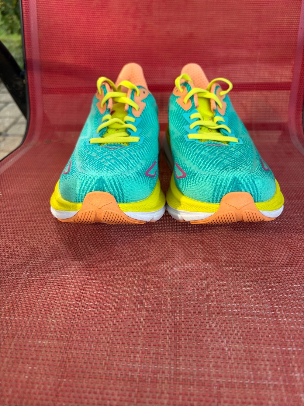 Hoka Women's Teal, Yellow & Peach Athletic Running Shoes 5.5 D - Picture 3 of 10